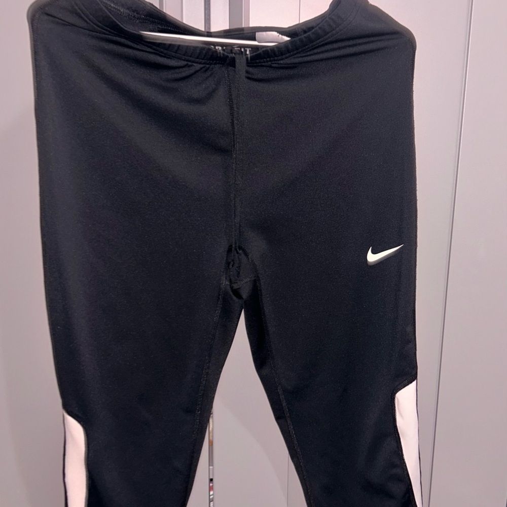 Nike Black Track Joggers with White Swoosh and Side Panels